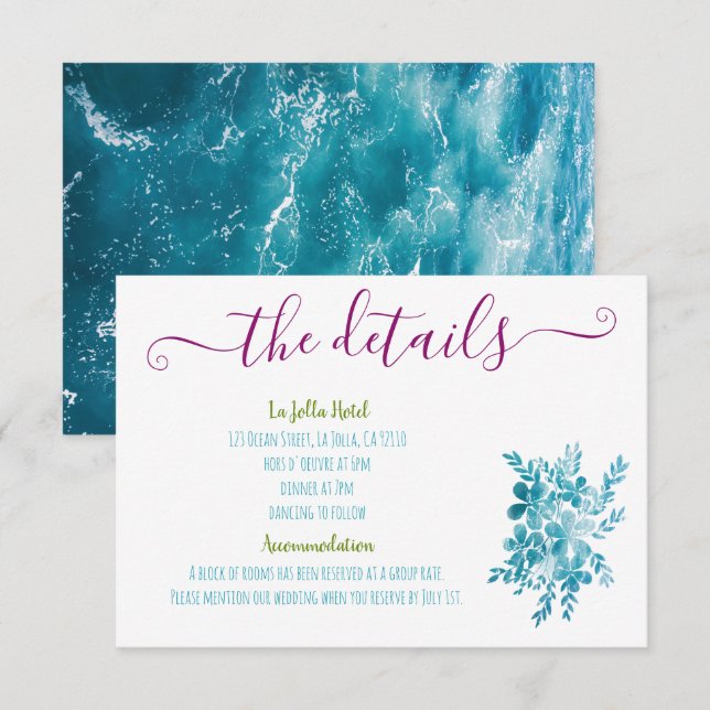 Fotoinformation om modern Bright Blommigt Blue Ros Tilläggskort (Fram/baksida)