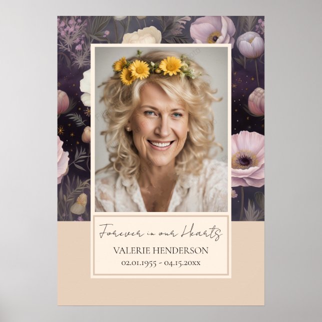 Fotointräde för minnesBlommigt Poster (Framsidan)
