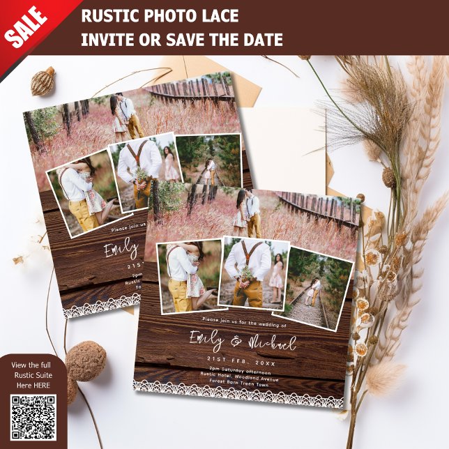 FOTOINVITATIONER RUSTIC SNÖRE BOHO2 INBJUDNINGAR (Skapare uppladdad)