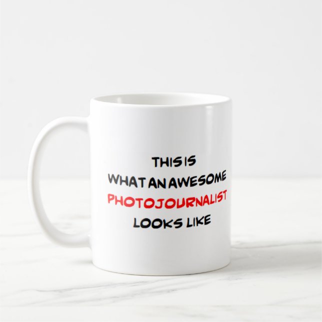 fotojournalist, fantastisk kaffemugg (Vänster)