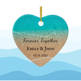 Fotojul för Beach Nygifta par Julgransprydnad Keramik