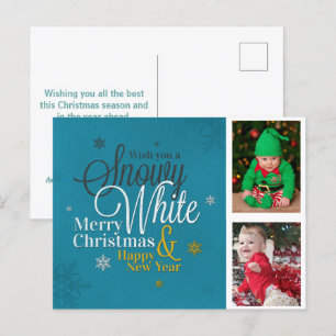 Fotojul för familjen Cute Snowflake Kids Helg Vykort
