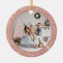 Fotojul för familjen Faux Ro Guld Glitter Julgransprydnad Keramik