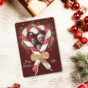 Fotojul för familjen Glitter Candy cane Ram Inbjudningar