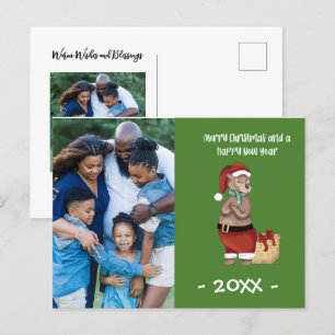 Fotojul för familjen god jul Bear Vykort