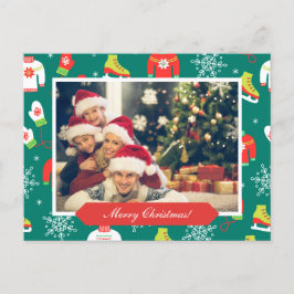 Fotojul för familjen god jul Mönster Vykort