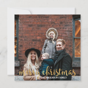 Fotojul för familjen Guld i Modern Chic-konfetti Julkort