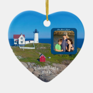 Fotojul för familjen Nubble Lighthouse Julgransprydnad Keramik