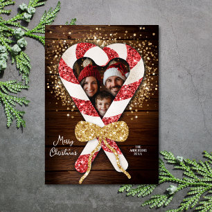 Fotojul för familjen Rustic Candy cane Ram Inbjudningar