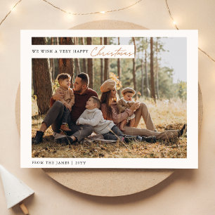 Fotojul för familjen Rustic White & Grönt Helg Vykort