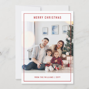 Fotojul för minimalistisk Red Snyggt-familj Julkort