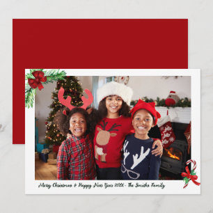 Fotojul för Modern Red Candy cane-familjen Julkort