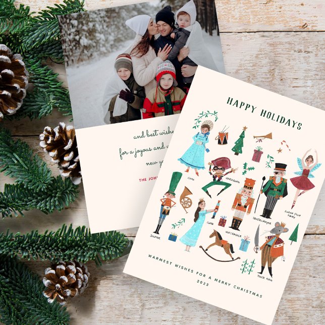 Fotojul för Nutcracker-familjen Julkort (Nutcracker Family Photo Christmas Holiday Card)