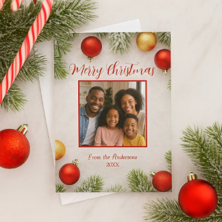Fotojul för Red & Guld Joy-familjen Julkort