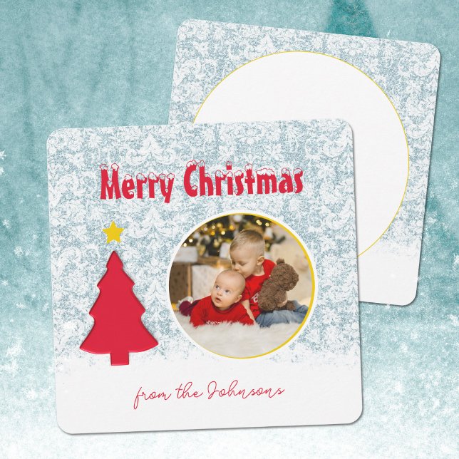 Fotojul för vinterscenfamiljen Hälsning Julkort (Winter Scene Family Photo Christmas Greeting Holiday Card ©Susanne Sachers - Sunny Mind Design 🌞)