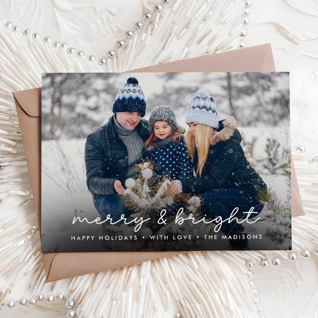 Fotojul i familjen Merry & Bright Elegant Julkort (Skapare uppladdad)