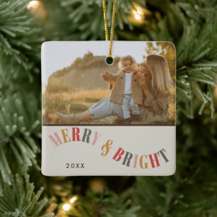 Fotojul i familjen Merry och Bright Anpassningsbar Julgransprydnad Keramik