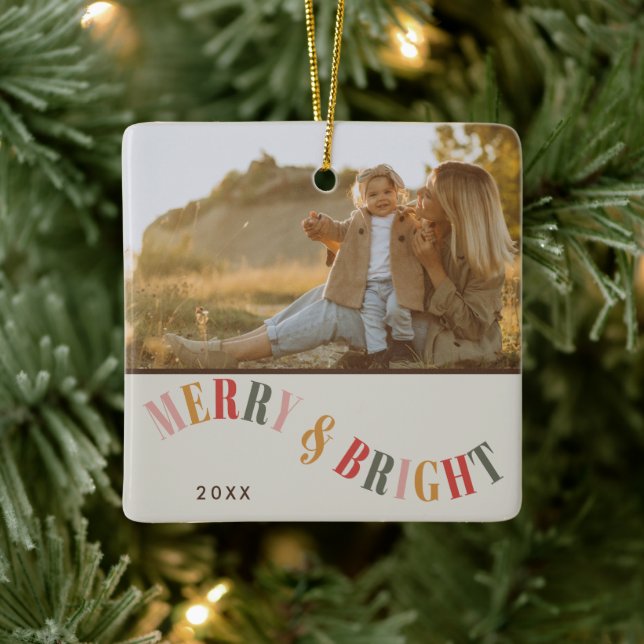 Fotojul i familjen Merry och Bright Anpassningsbar Julgransprydnad Keramik (Träd)