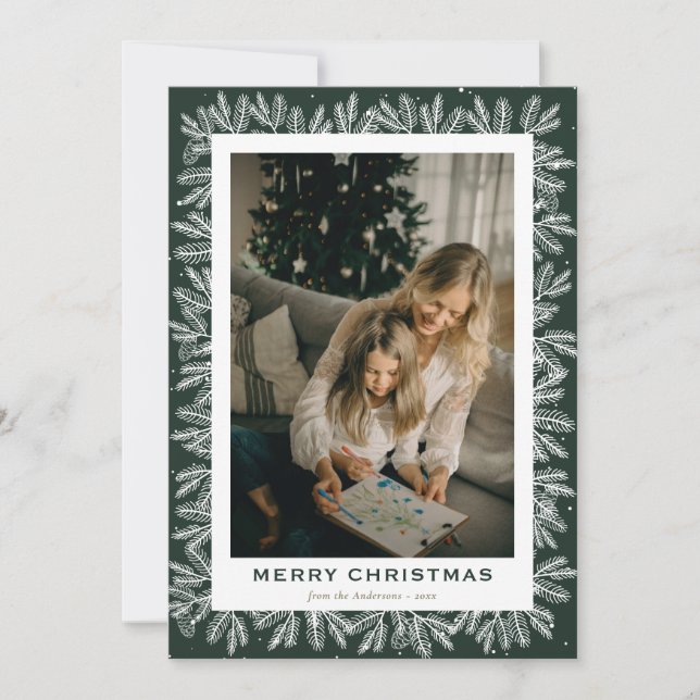 Fotojul i Modern Grönt Forest Gräs Julkort (Framsida)
