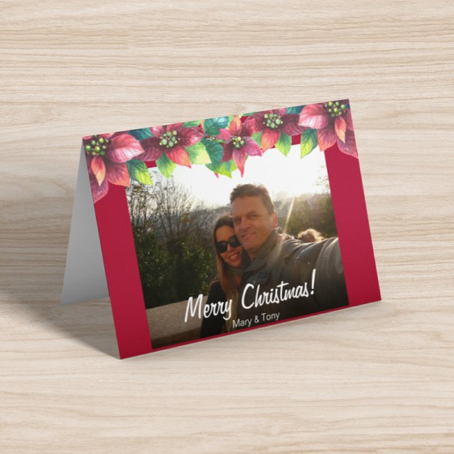 Fotojul - poinsettia-kort kort (Skapare uppladdad)
