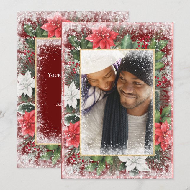 Fotojulet Julafton Red Säsong Card Julkort (Fram/baksida)