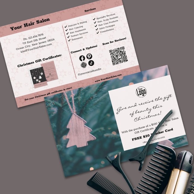 Fotojulgåscertifikat - kampanjflygare flygblad (Photo Christmas Gift Certificate Promotional Flyer)