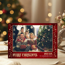 Fotojulkort med Family Bild Red Färg Julkort