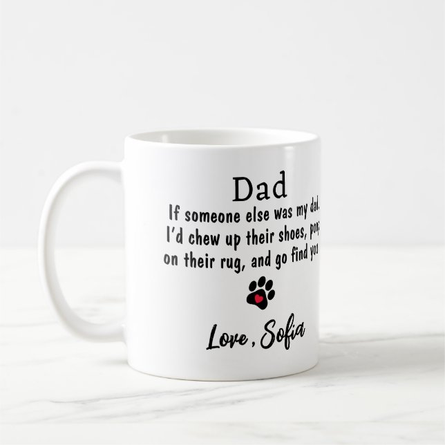 Fotokaffe för rolig hund Pappa-Fars dag-sällskapsd Kaffemugg (Vänster)