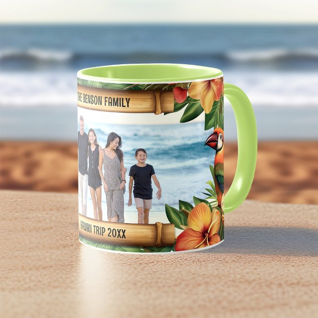 Fotokaffe från hawaii Tropical Birds Flowers Mugg (Tropical Birds & Flowers Custom Hawaii Coffee Mug. Customize it with your own cherished moments.)