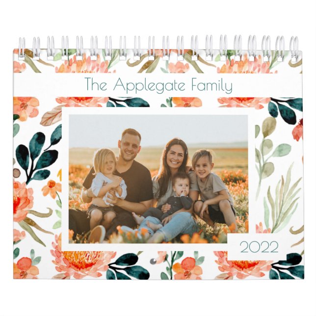 Fotokalender för blommigtens vattenfärg kalender (Omslag)