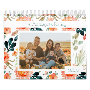 Fotokalender för blommigtens vattenfärg kalender