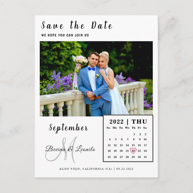 Fotokalender för enkel Anpassningsbar Spara datumk Vykort (Framsida)
