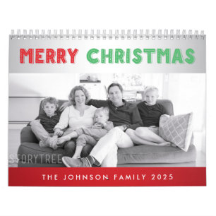 Fotokalender för familjen god jul Silver 2025 Kalender