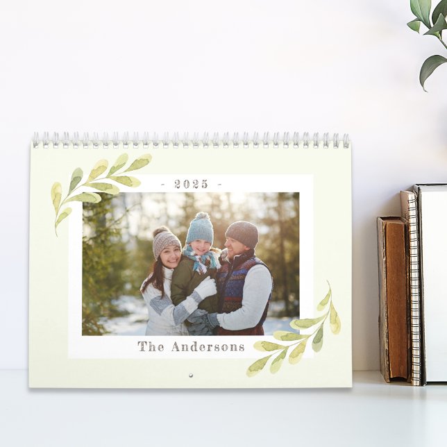 Fotokalender för familjen Watercolor Greenery Kalender (Skapare uppladdad)