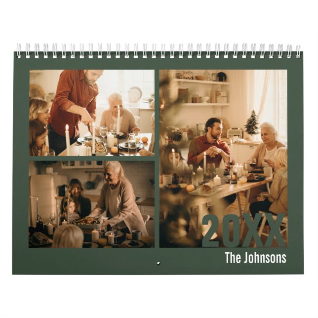 Fotokalender för modern Grönt-familj Kalender (Omslag)