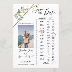 Fotokalender spara datum Grey bröllop Inbjudningar