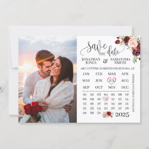 Fotokalender spara datumet Marsala bröllop Inbjudningar