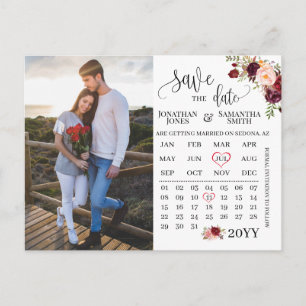 Fotokalender spara datumet Marsala bröllop Vykort