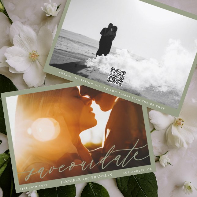 Fotokalligrafi för Grönt QR-kod i ramläge Spara Datumet (Skapare uppladdad)