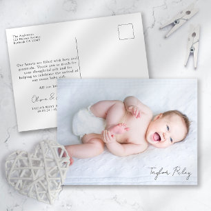 Fotokalligrafi Namn Birth Stats Nyfödd bebis Tack Vykort