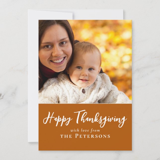Fotokalligrafiskript för Happy thanksgiving-familj Julkort (Framsida)