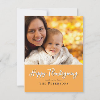 Fotokalligrafiskript för Happy thanksgiving-familj Julkort