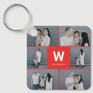Fotokedja med fetstilt monogram redigerbar Anpassn Nyckelring