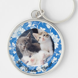 Fotokedjan Cute Pets Älskare Rund Silverfärgad Nyckelring