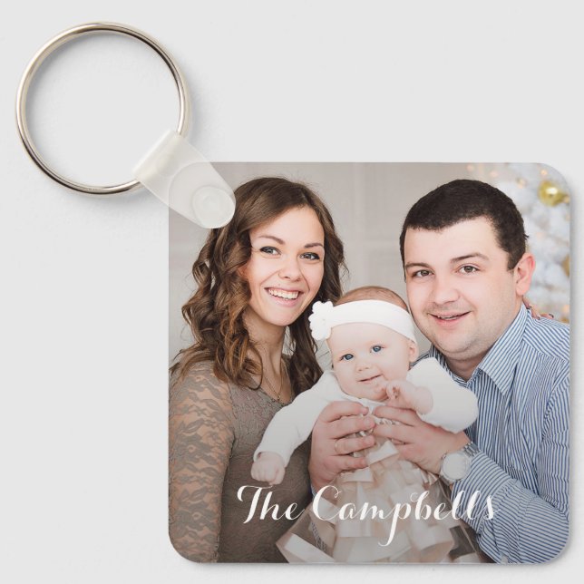Fotokedjan Modern Overlay Personlig Photo Keychain Nyckelring (Framsida)