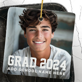 Fotoklass för år namn eller studenten julgransprydnad keramik