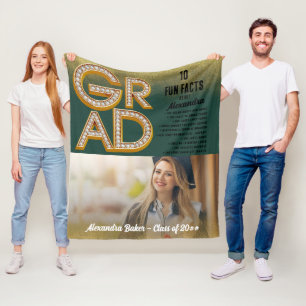 Fotoklass för Grad Studenten Guld Glitter Roligt F Fleecefilt