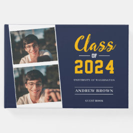 Fotoklass för marinblått och Guld Guest Bok