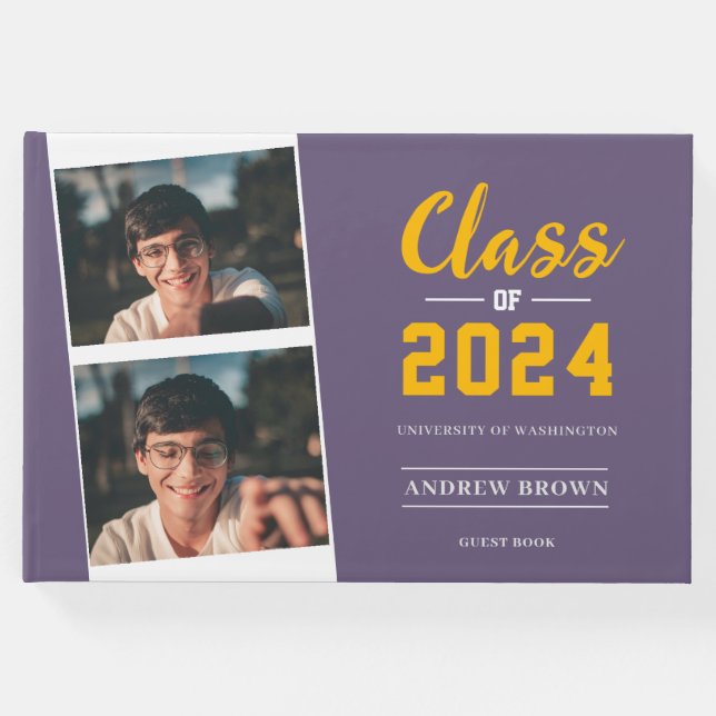 Fotoklass för Pastel Lila och Guld Guest Bok (Framsida)