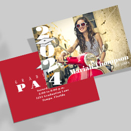 Fotoklass för studenten Red Typography av 2023 Inbjudningar